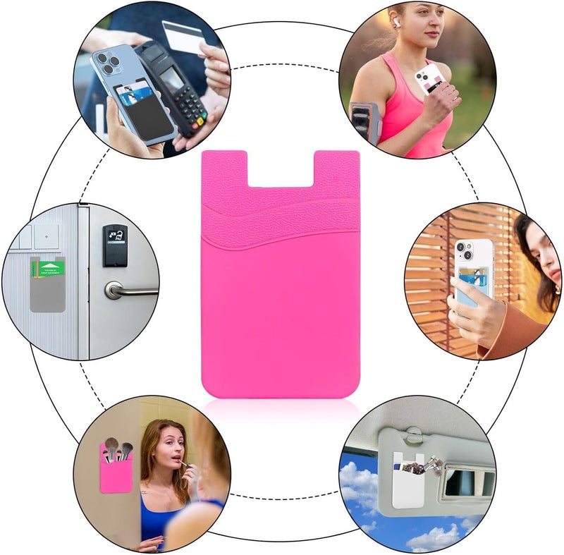 Senose Phone Card Holder, 3 Pack Phone Wallet Stick On Back of Cellphones Credit ID Card Sleeve, Strong Adhesive Cellphone Wallet Compatible for iPhone, Android & Most Smartphones - Image 3